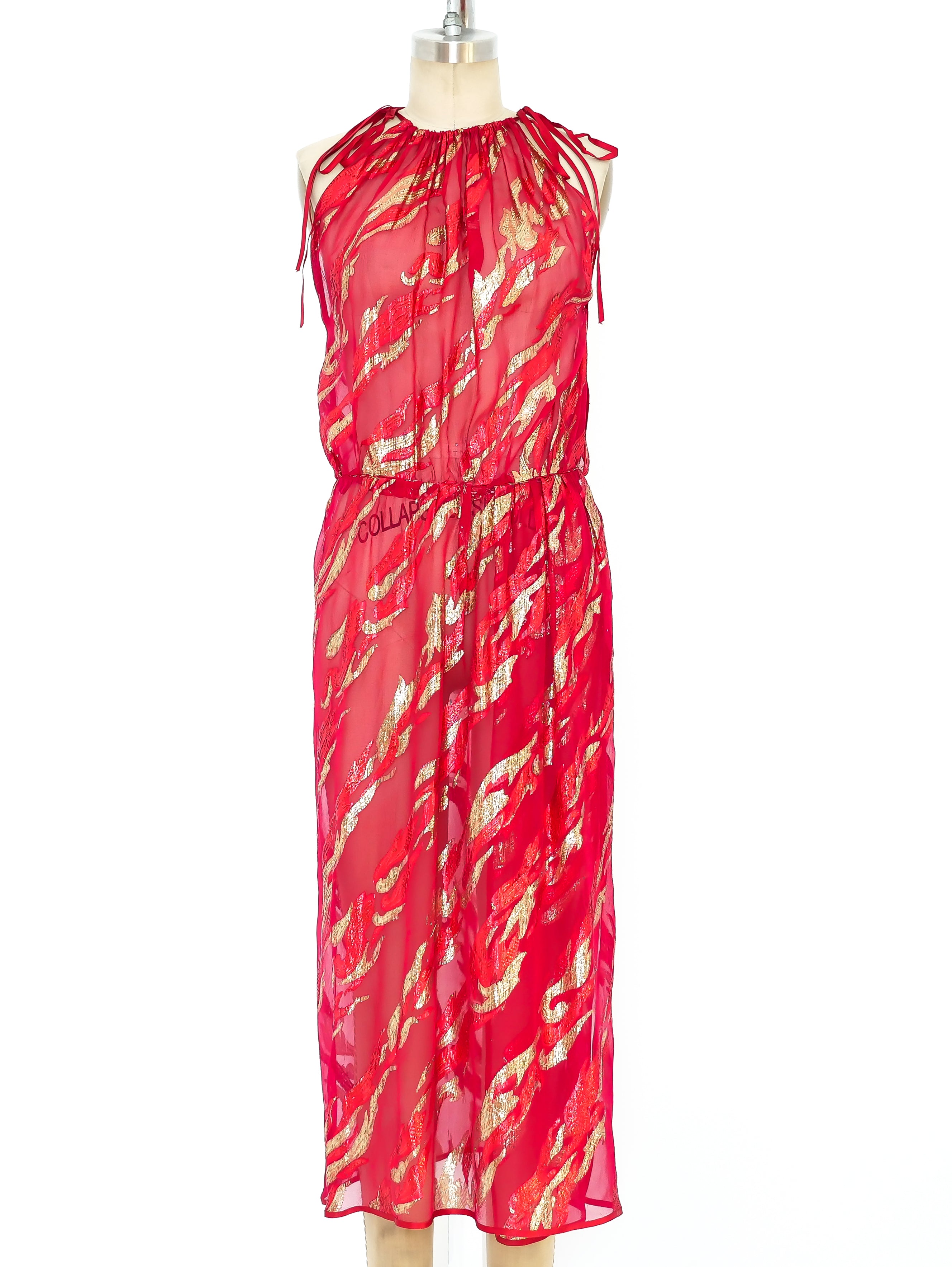 Yves Saint Laurent Metallic Silk Chiffon Dress