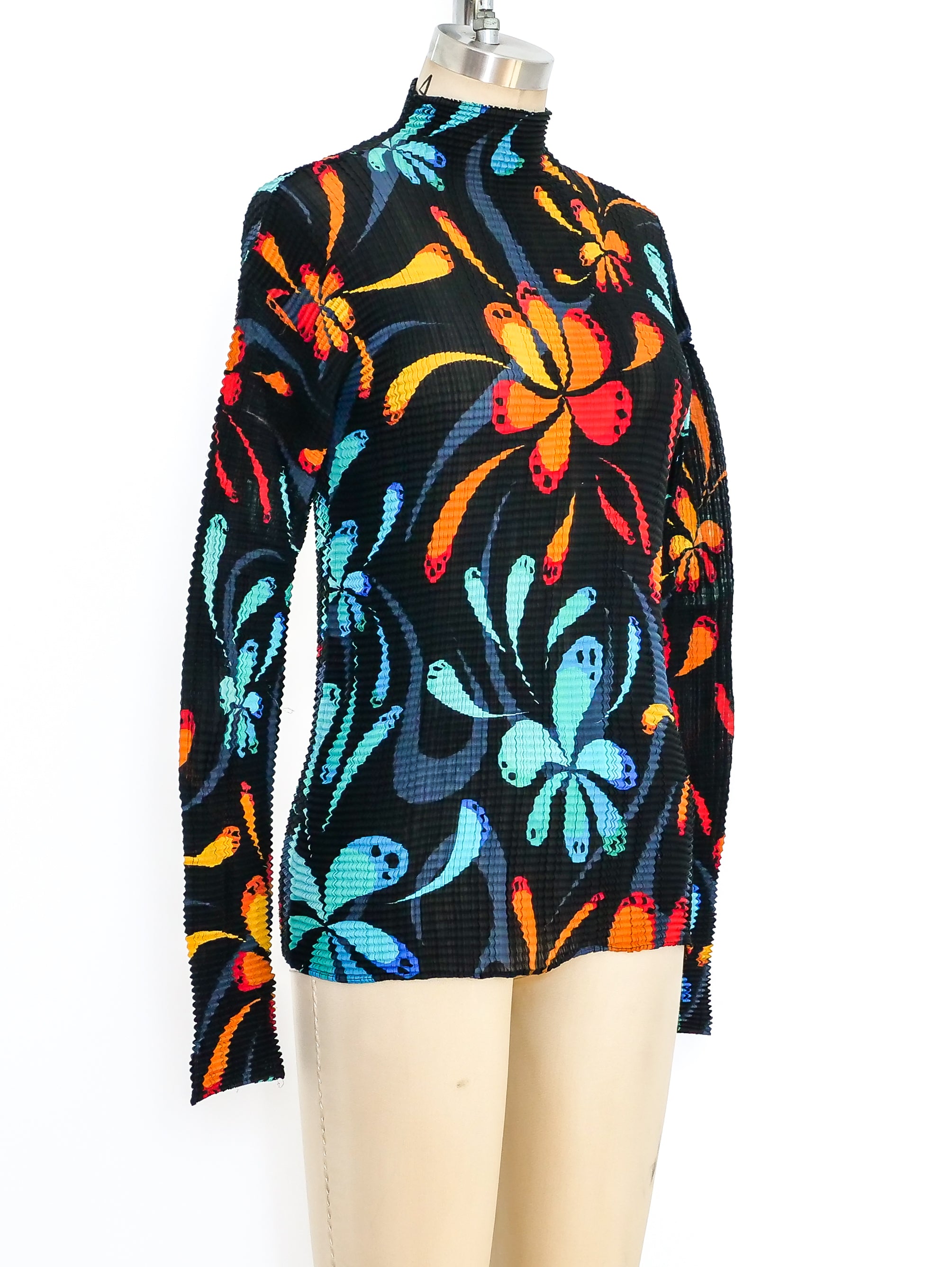 Issey Miyake Floral Pleated Top