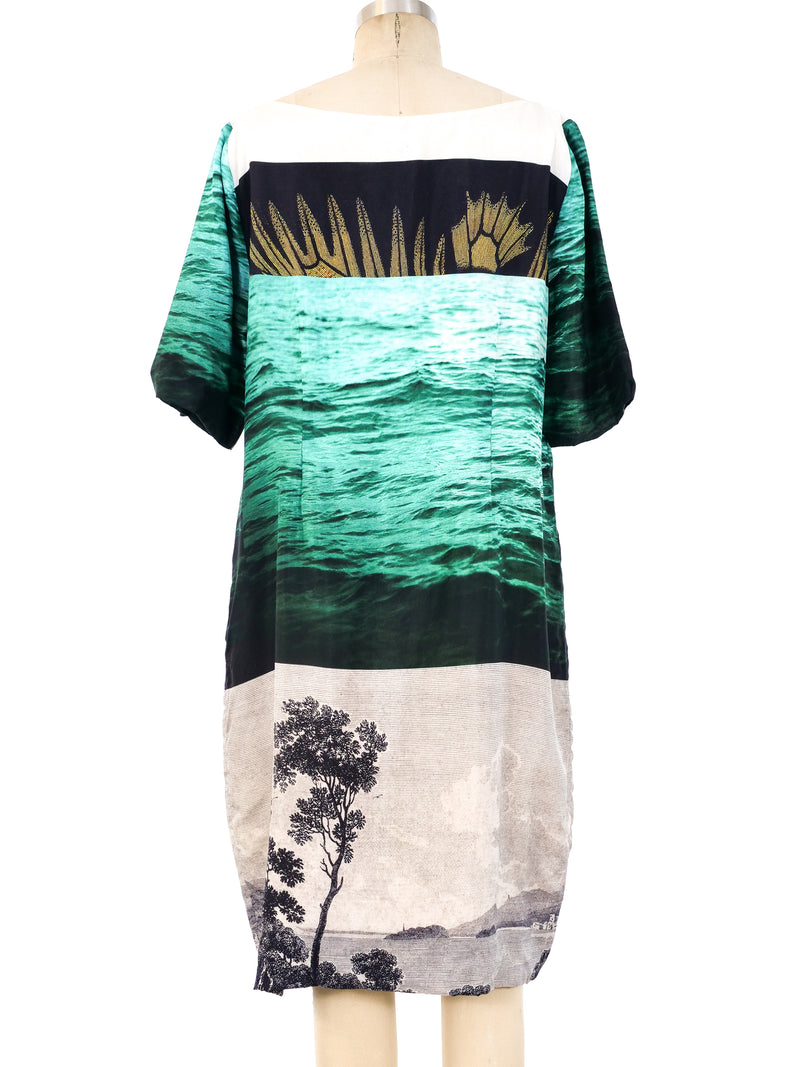 Dries Van Noten Water Motif Printed Shift Dress