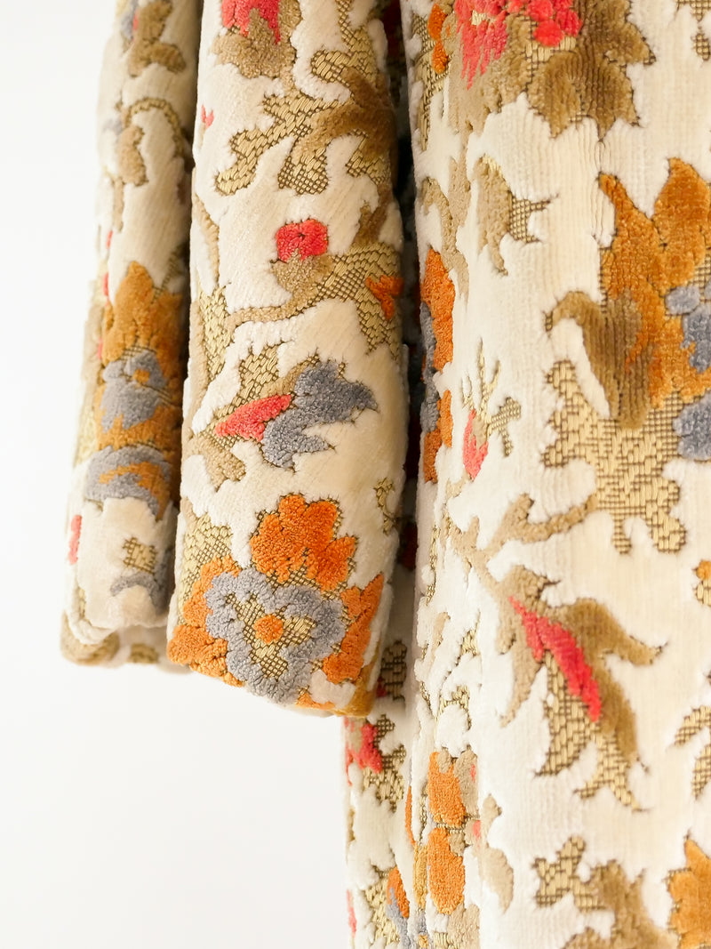 Ivory Floral Tapestry Carpet Coat