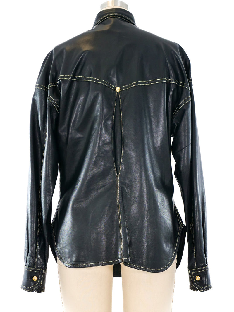 Samenhangend wetenschappelijk Doelwit Gianni Versace Leather Western Shirt Jacket