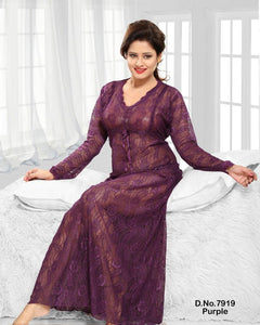 Deep Purple Women Sexy Long Dressing Night Gown Sheer Dress Nightgown ...