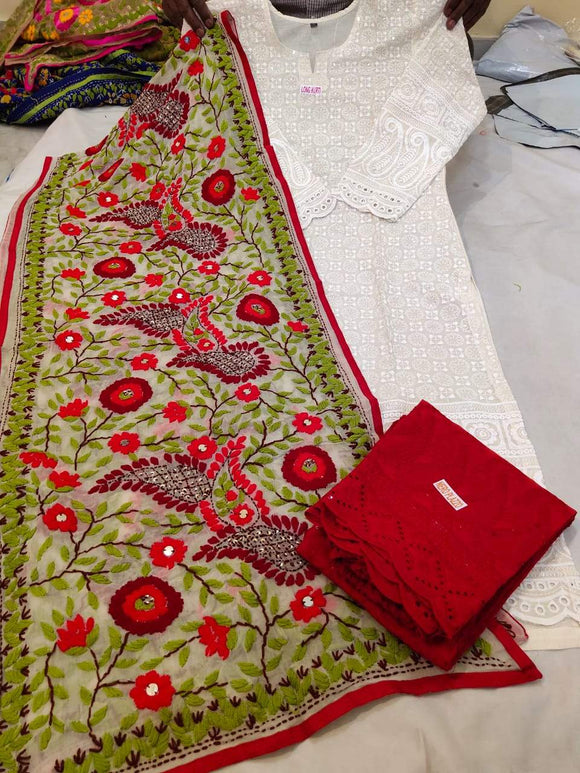Cotton Kurti and Palazzo with Georrgete Stole CKP12