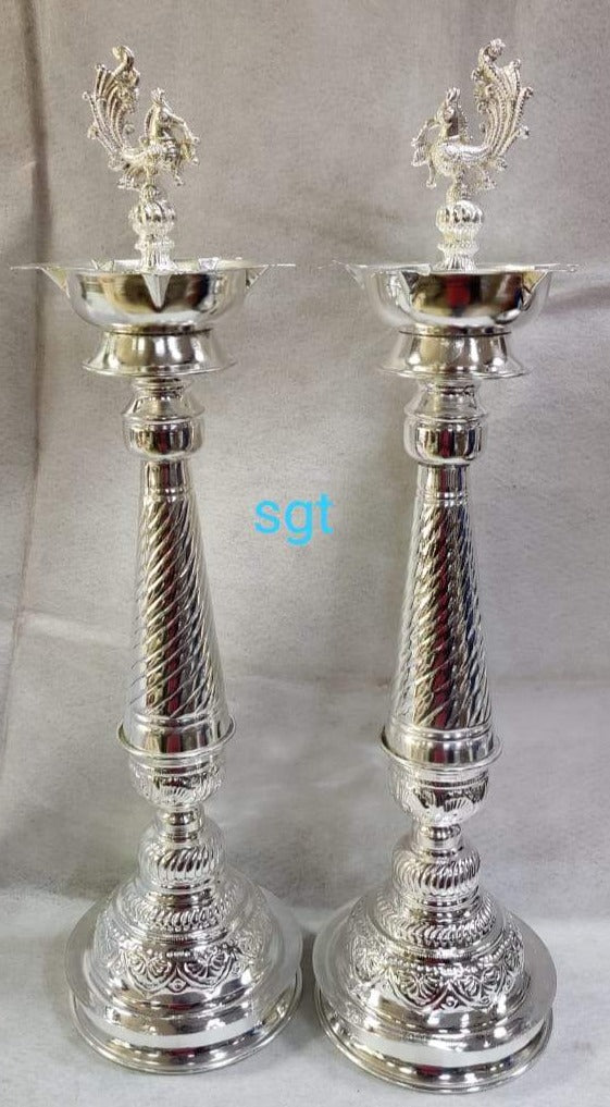 Peacock , Pair Of 2 German Silver Deepam Lamp -hdgld003 – Www.soosi.co ...