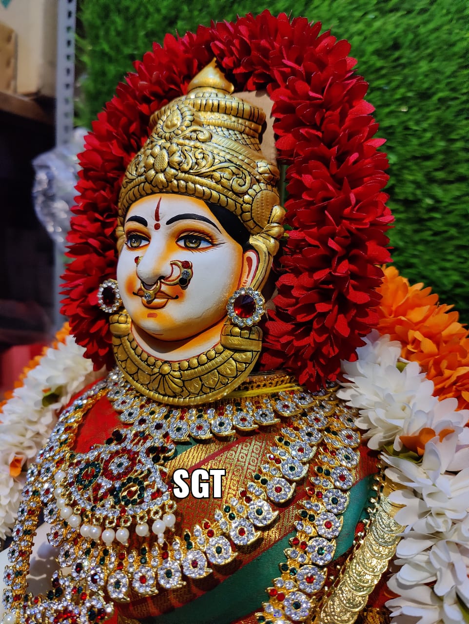 2021, SHRAVANA MASA SPECIAL TANJORE FACE VARALAKSHMI IDOL WITH ...