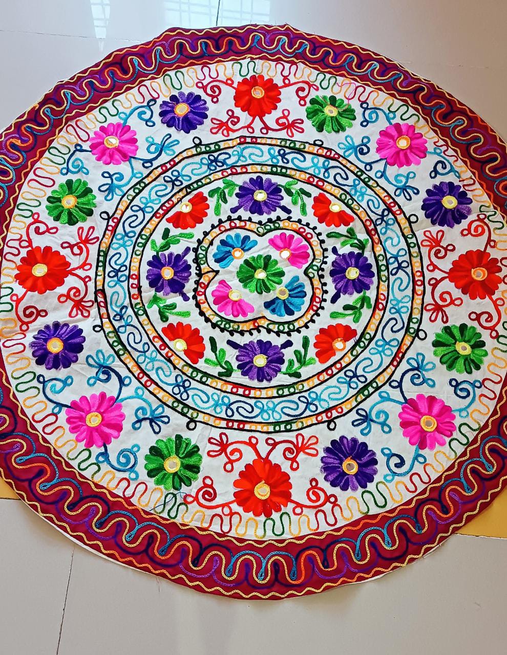 Round Thread work Cotton Table Cover -SHARA001TC – www.soosi.co.in