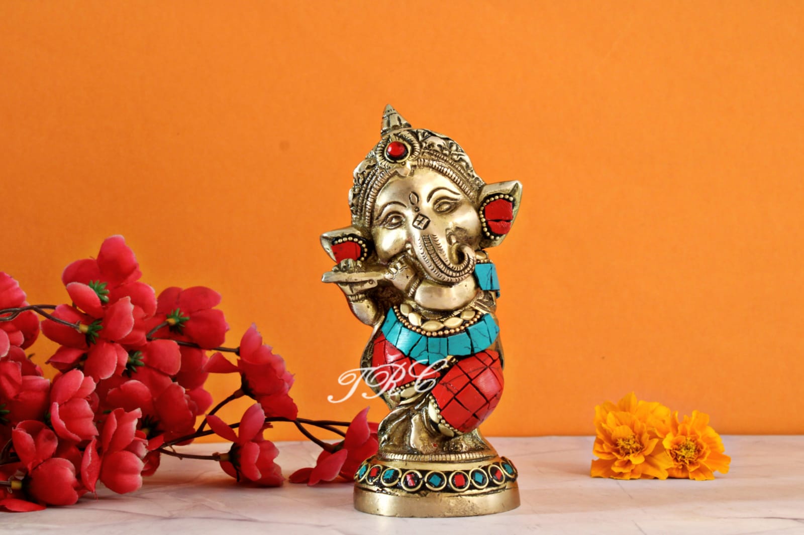 Basuri Baby Ganesha in Brass with stone work-POSH001BG – www.soosi ...