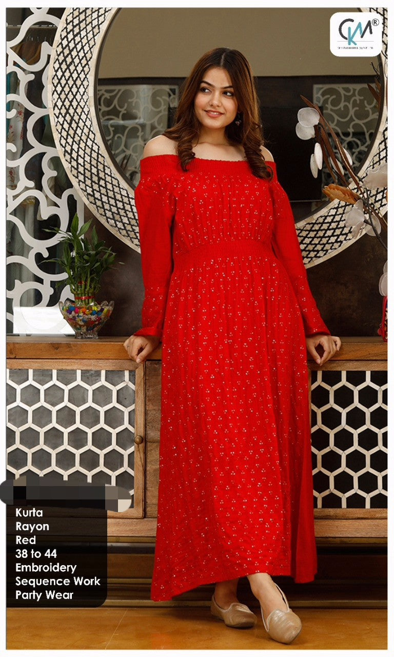 red indo western dress