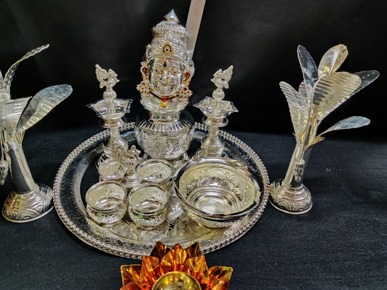 Indian German Silver Pooja Thali Set, Puja Arti Plate, Diwali Gifts ...