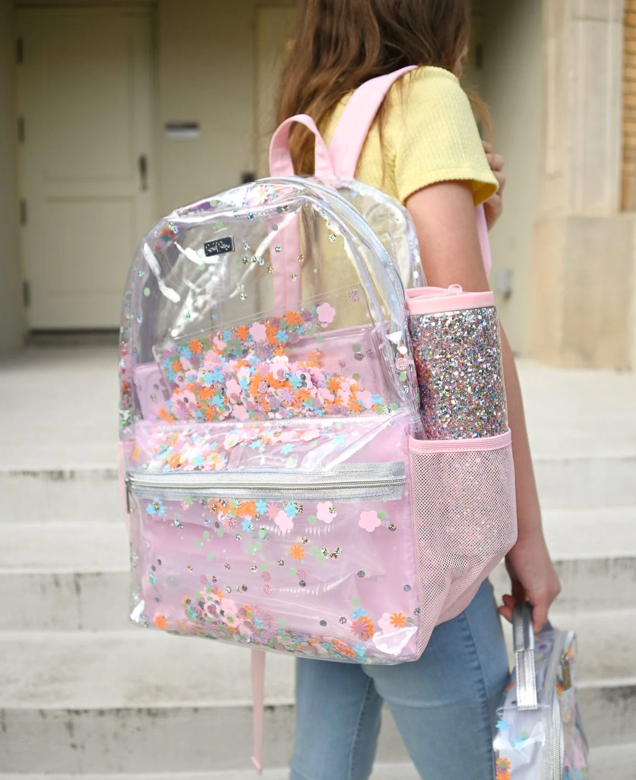 KIDS/ CONFETTI VINYL BACKPACK - Clear