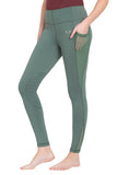 TuffRider tights in green for horse back riding lessons