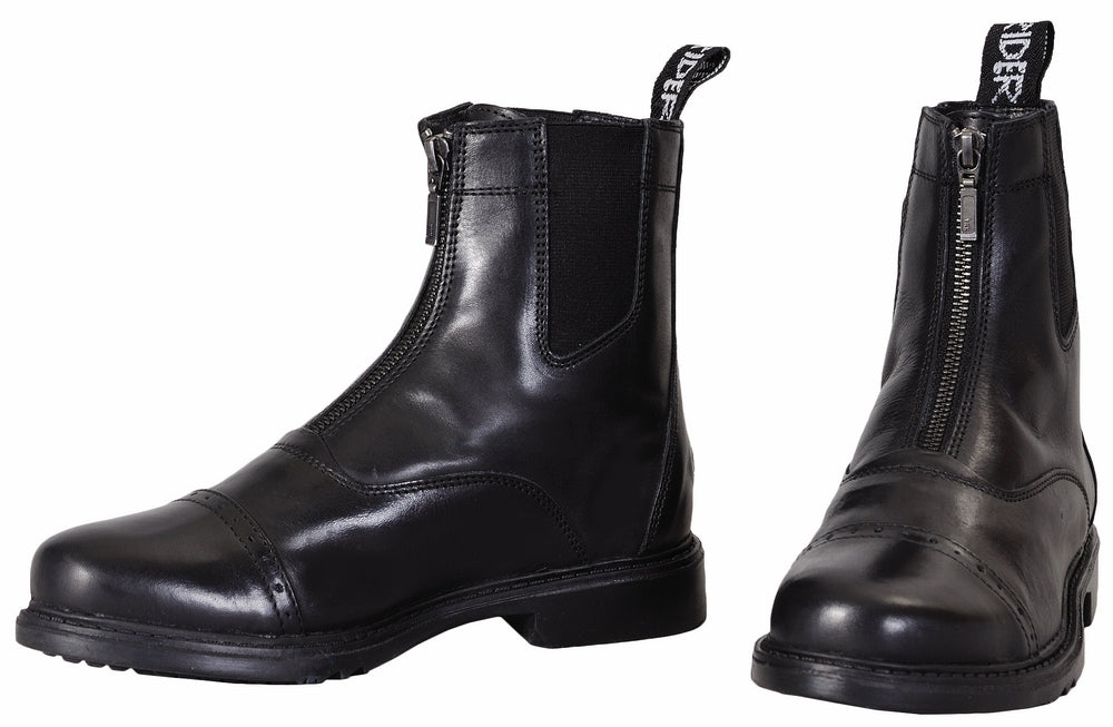 front zip leather boots