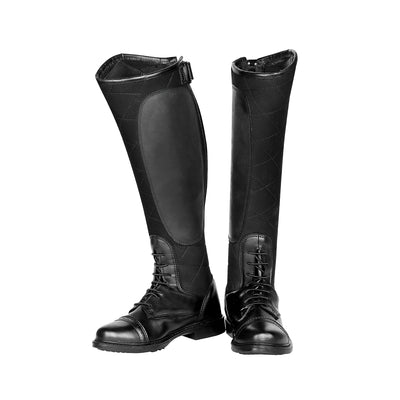 black leather field boots