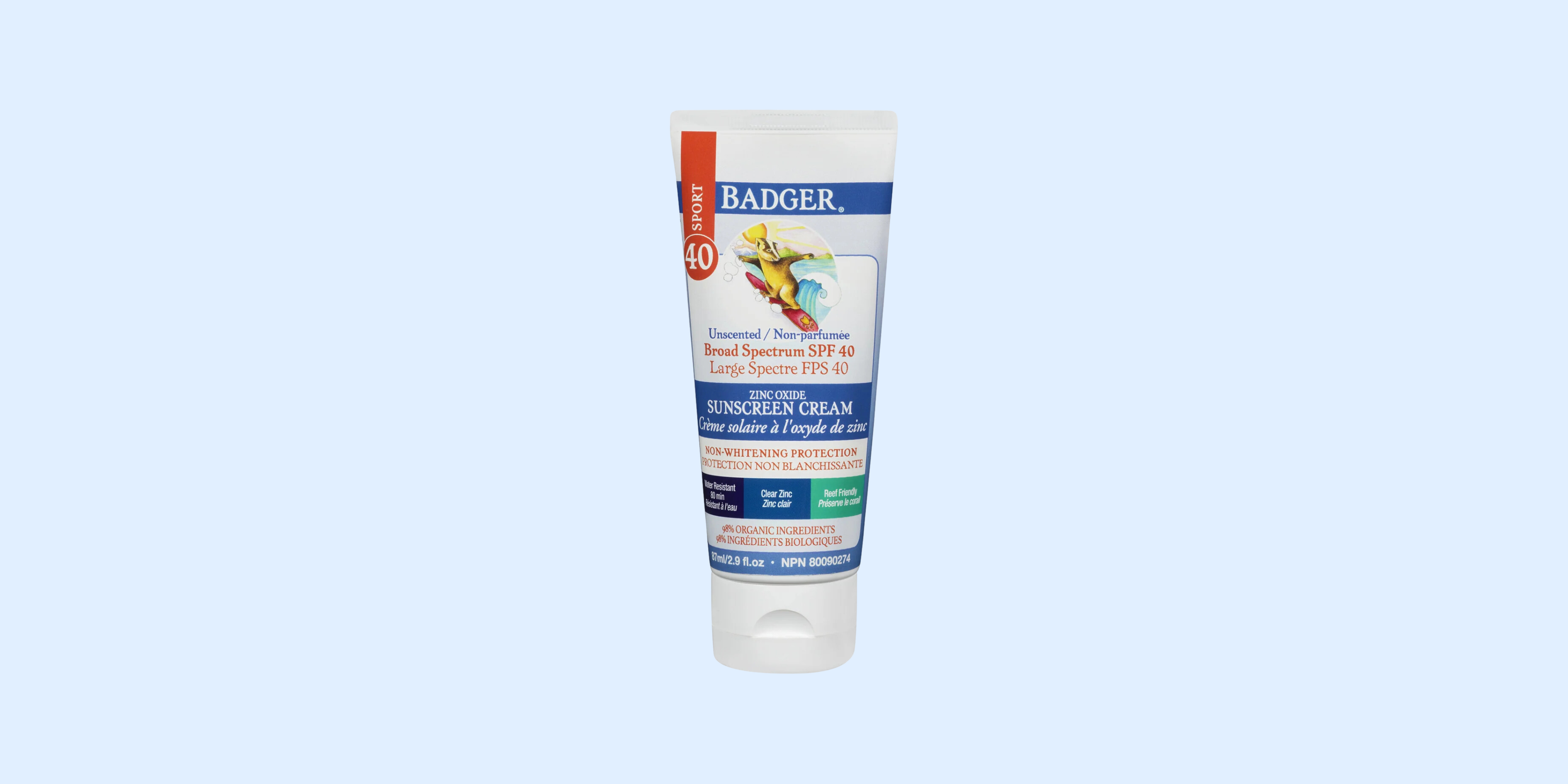 Badger Sport Unscented Sunscreen Cream