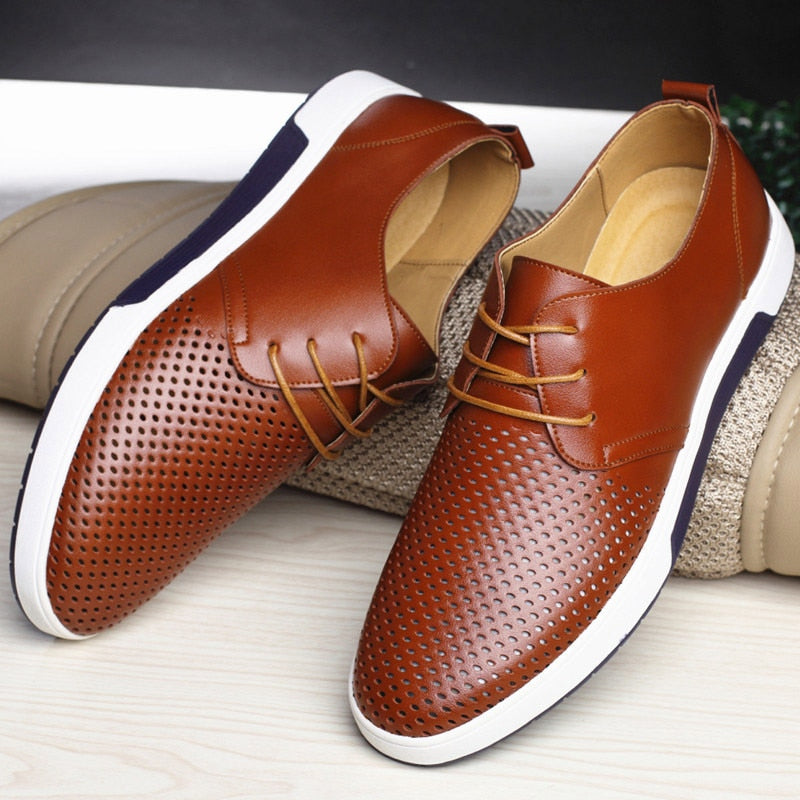 genuine leather oxford casual shoes