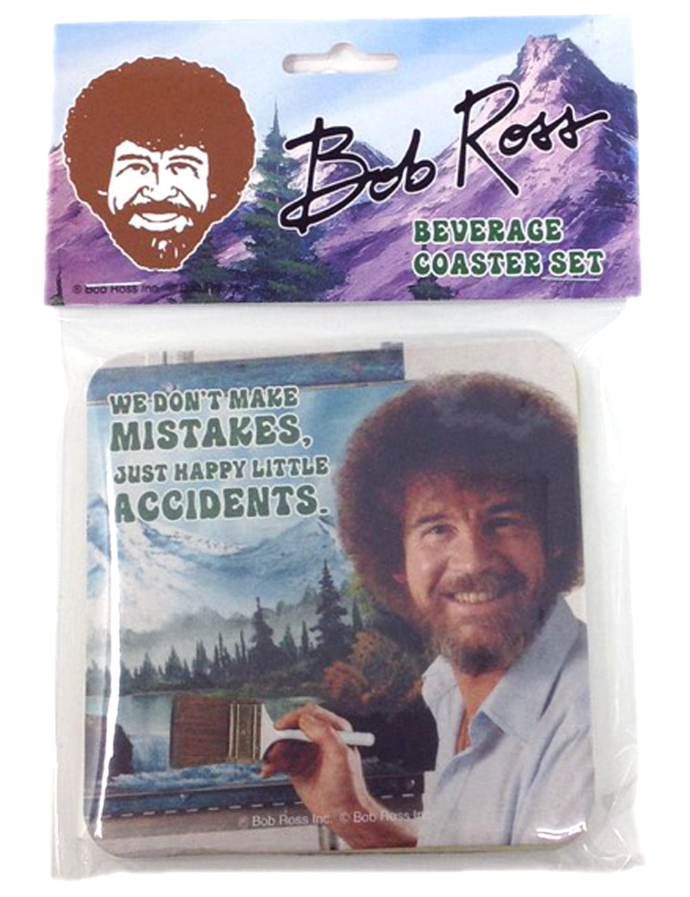 Bob Ross Happy Accidents Beverage Drinks Coasters Set Of 4 Makesly