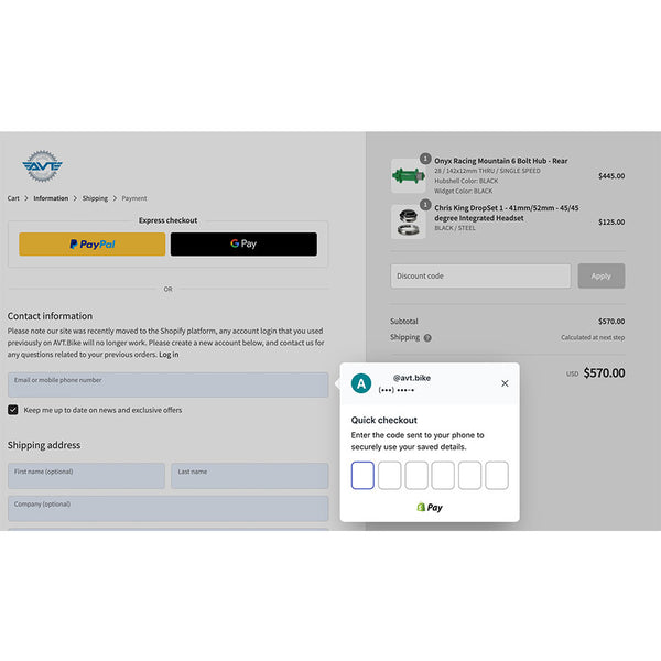 AVT.bike mobile checkout