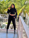 Luxe Black Drawstring Joggers Online Women Fashion Boutique - ELLE TENAJ
