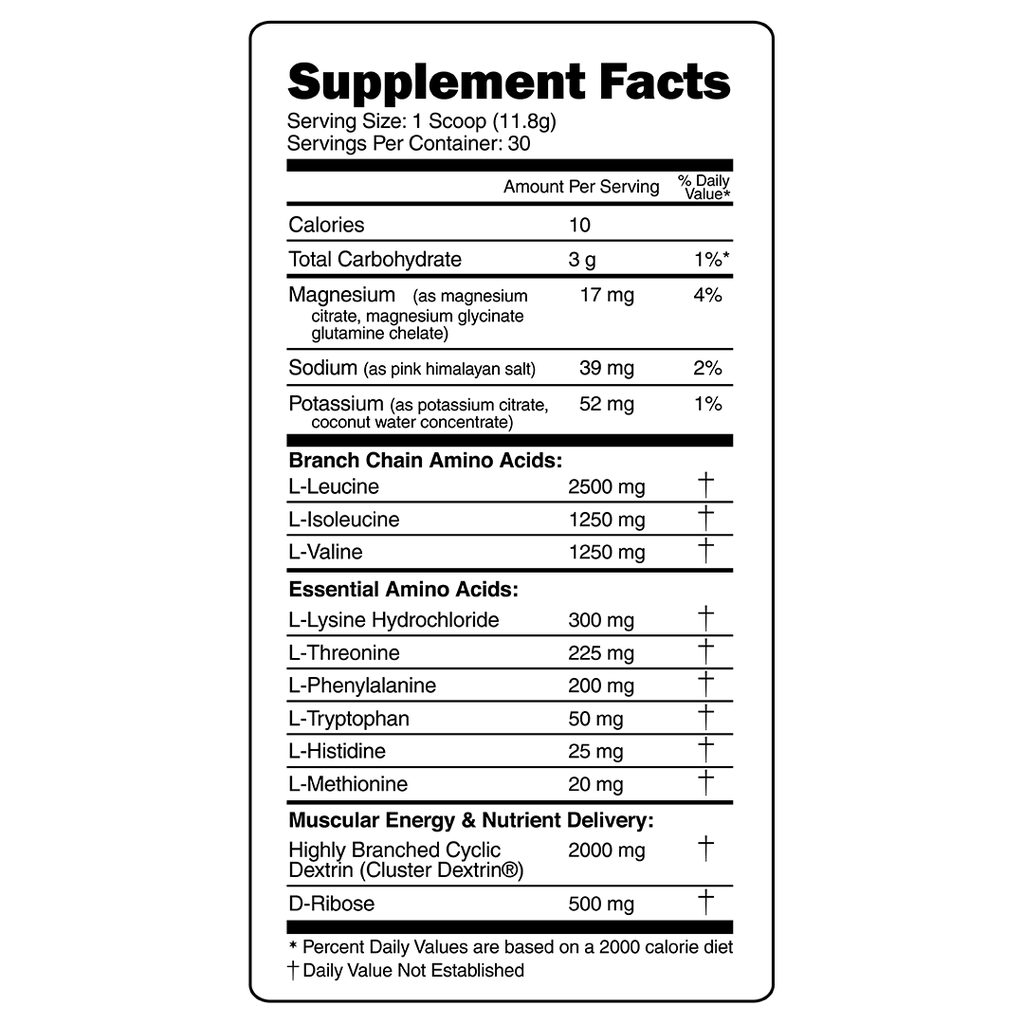 EAA MAX BCAA ESSENTIAL AMINO ACIDS EAA SUPPLEMENT FACTS PANEL