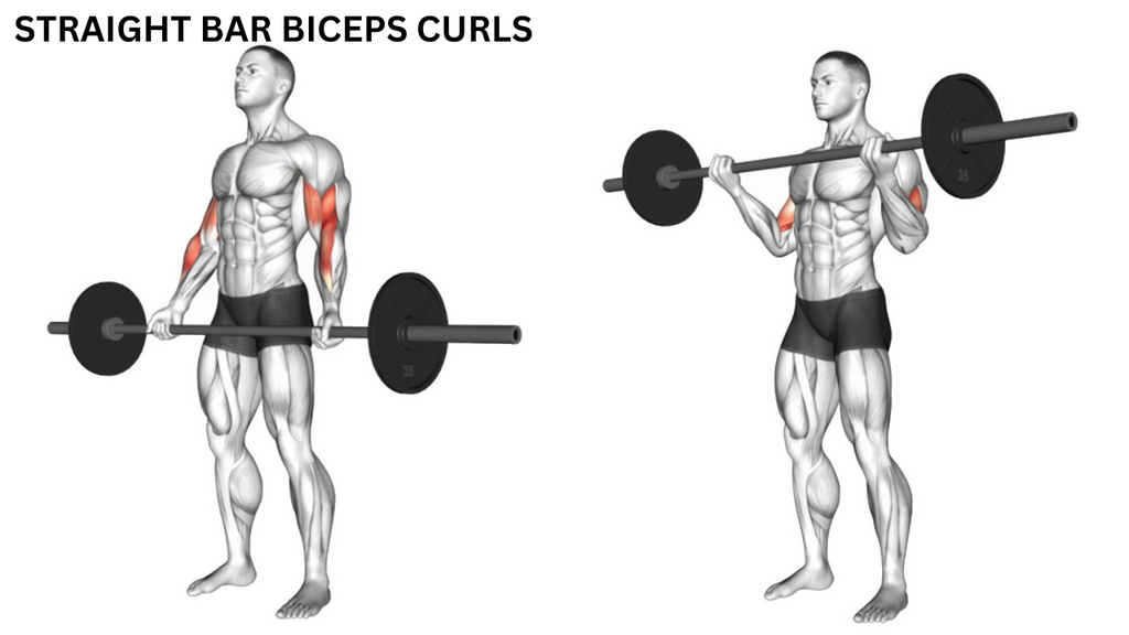 Bodybuilding Biceps - Standing Straight Bar Biceps Curls