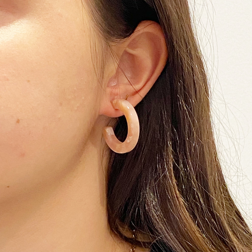 Classic Mini Hoop Earrings in Blush Pink