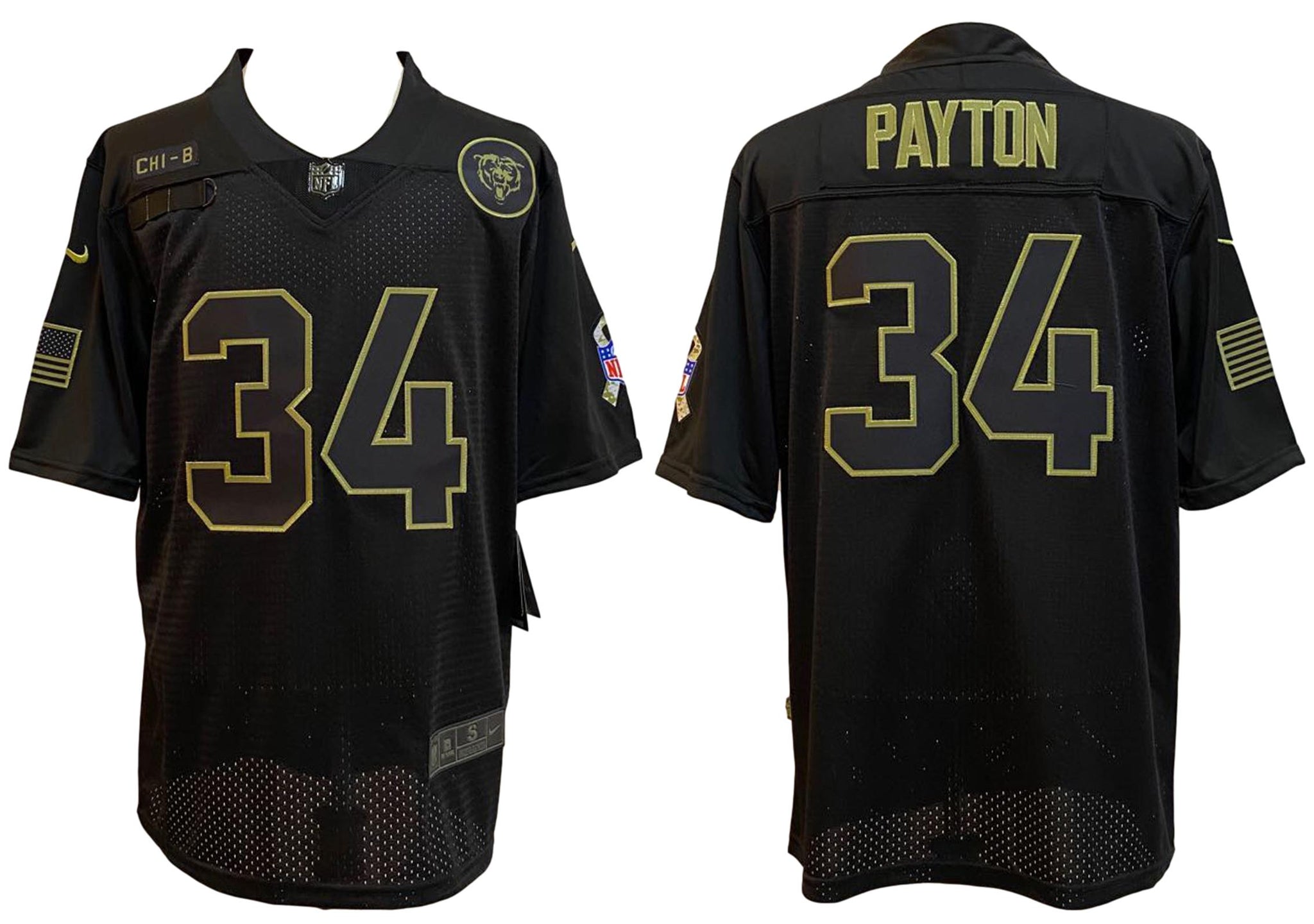 Limited Women's Walter Payton Black/Gold Jersey - #34 Football Chicago  Bears Salute to Service