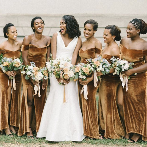 copper velvet bridesmaid dresses Big ...