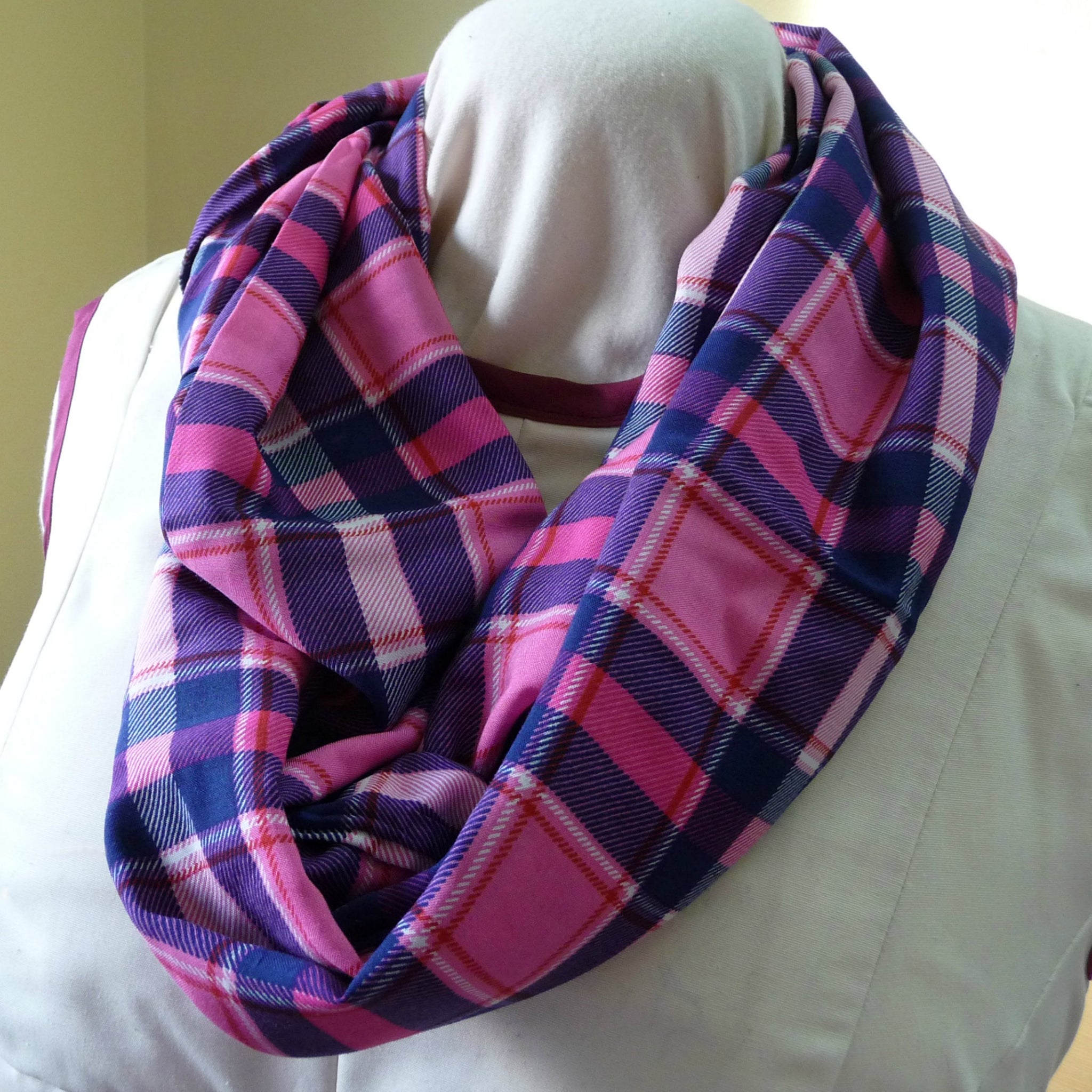 pink and navy scarf