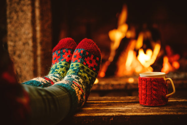 Christmas socks by the fire