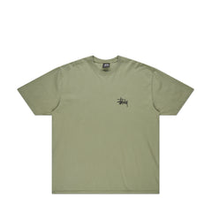 stussy tshirt in olive with large logo backprint