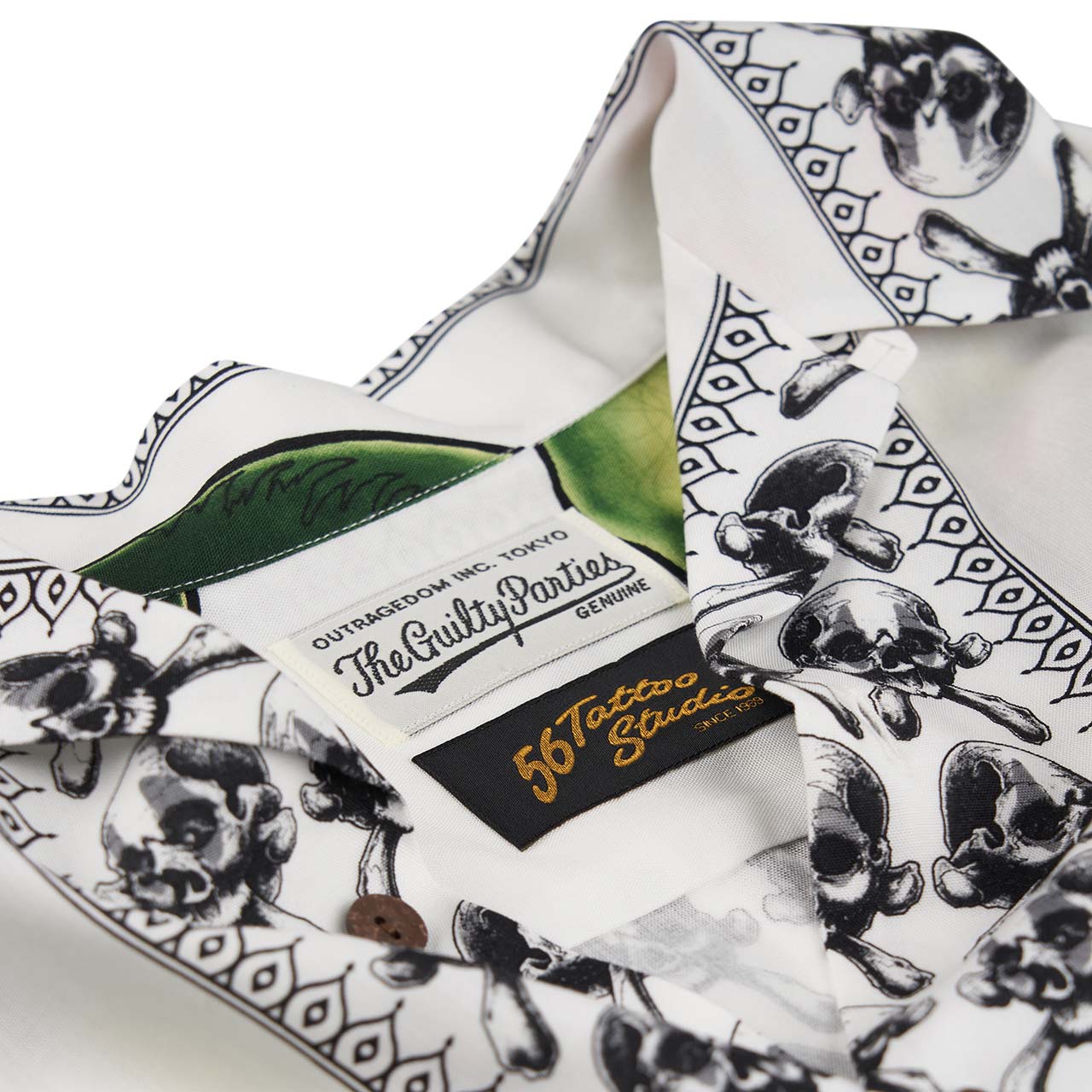 wacko maria x 56 tatoo studio s/s hawaiian shirt (type-1) (white)