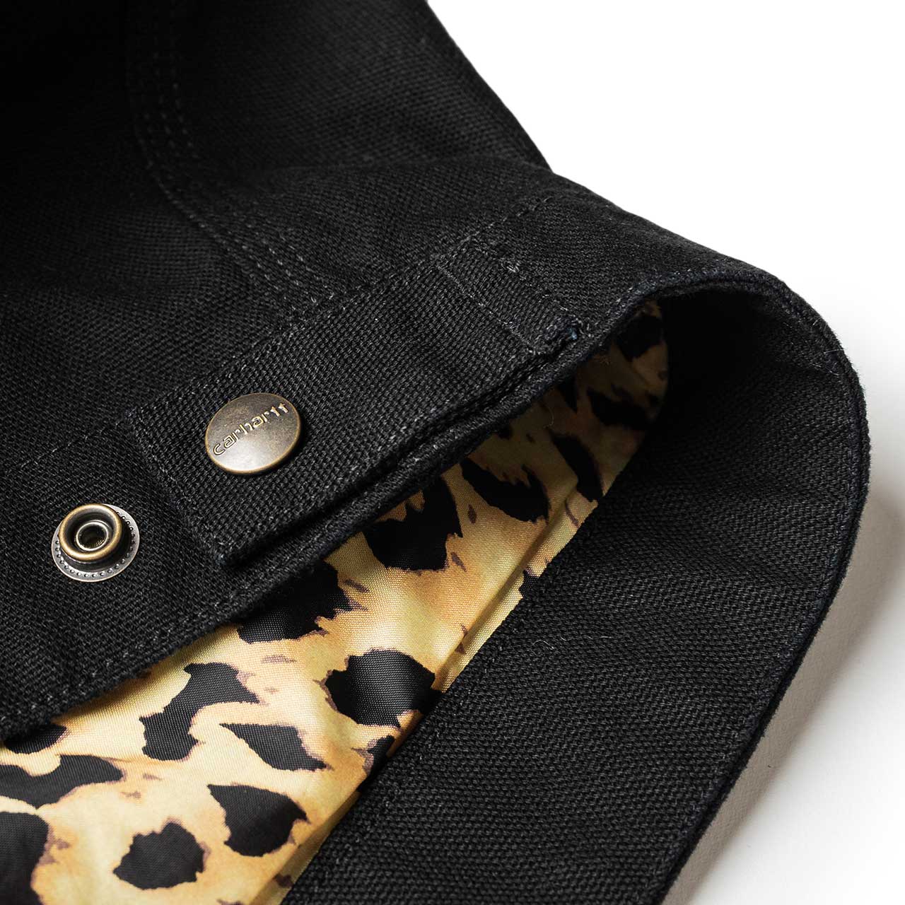 carhartt wip x wacko maria og detroit jacket (black / leopard print)