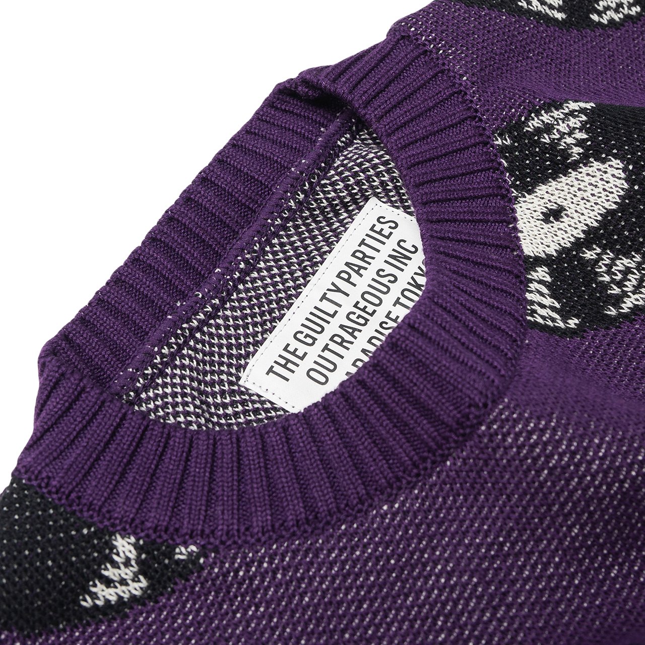 wacko maria record jacquard sweater (purple) | a.plus