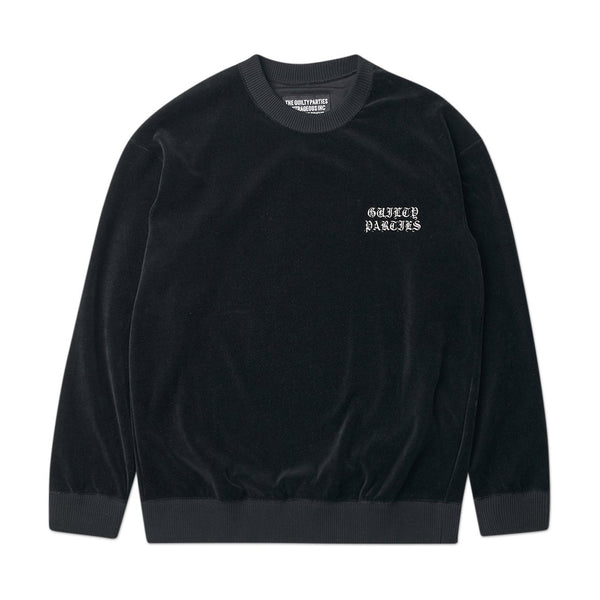 wacko maria velour crew neck sweatshirt (black) | a.plus