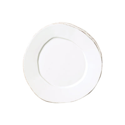 Lastra White Round Dinner Plate, Handmade Pottery Plate