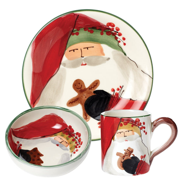 Santa Claus Plate, Mug, & Bowl Christmas Dining Set VIETRI