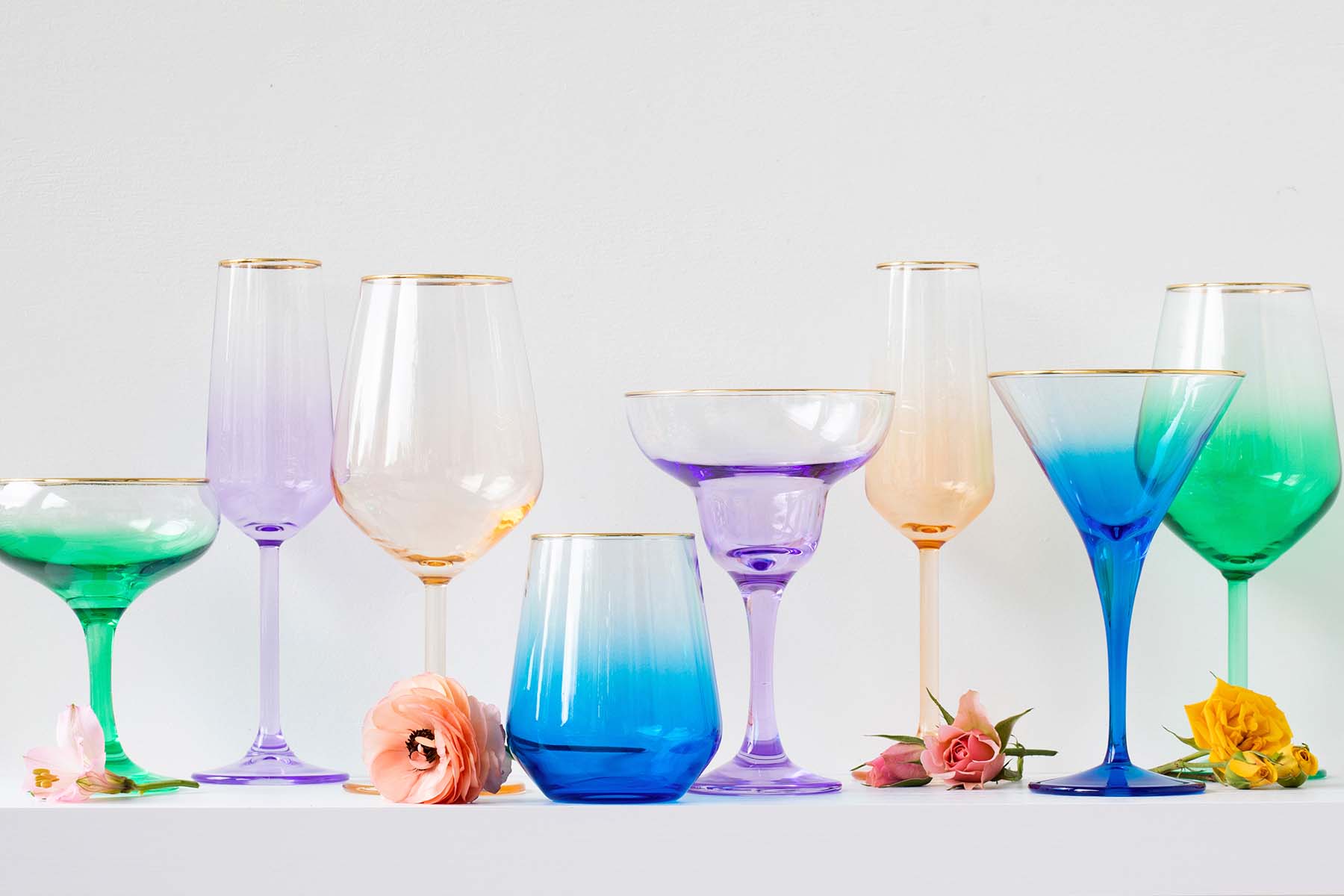 Rainbow Wine Glass - Glitterville Studios