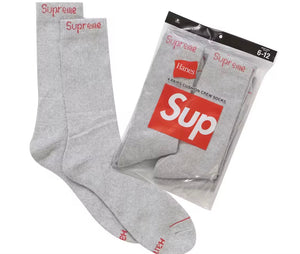 SUPREME HANES GREY CREW SOCKS (4 PACK) - ABSupplyATL - Hanes Grey Socks