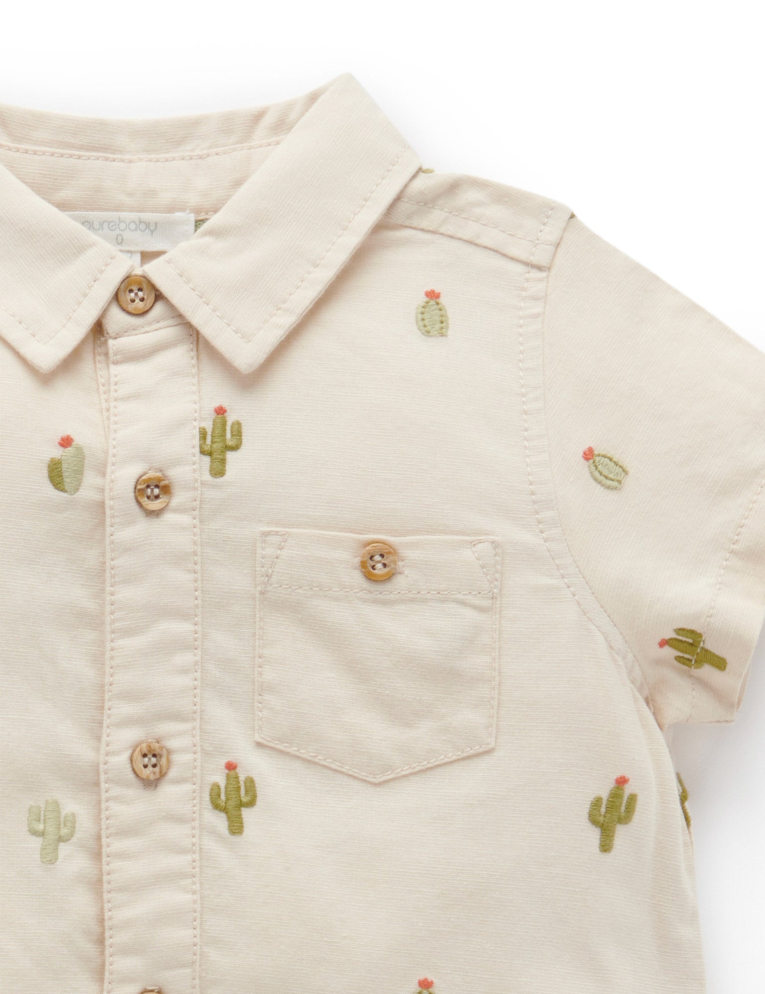 Linen Blend Embroidered Shirt - Purebaby