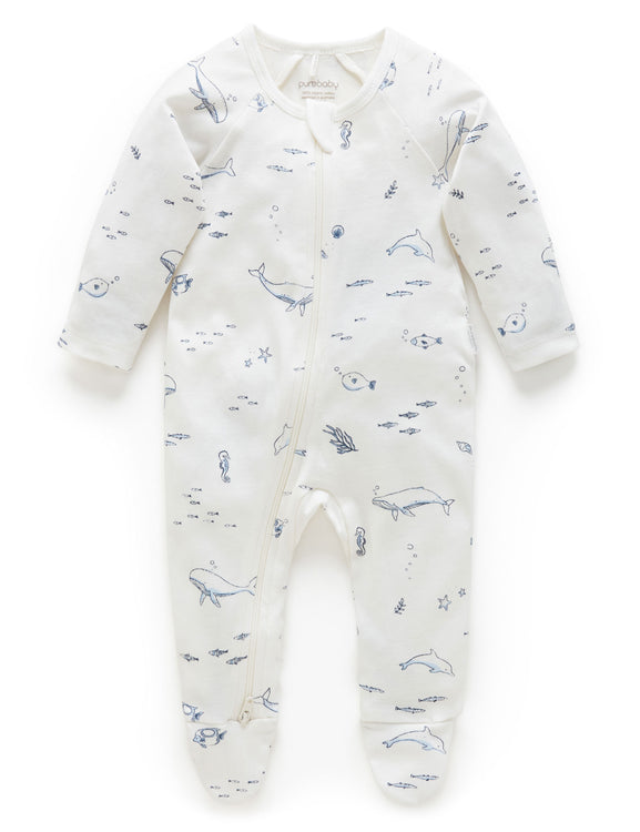 Quilted Growsuit - Pale Grey Melange - Purebaby