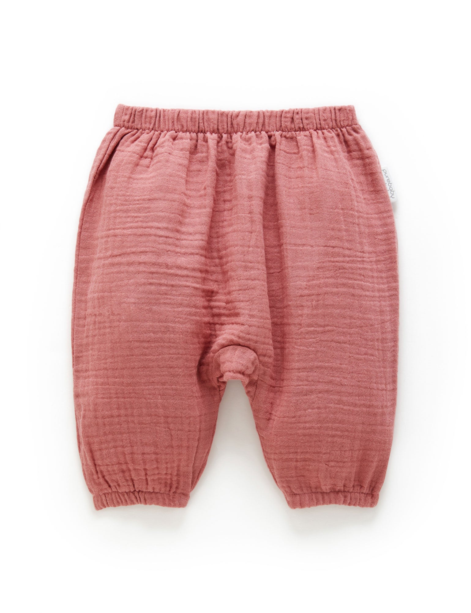 Crinkle Slouch Pants - Crabapple - Purebaby