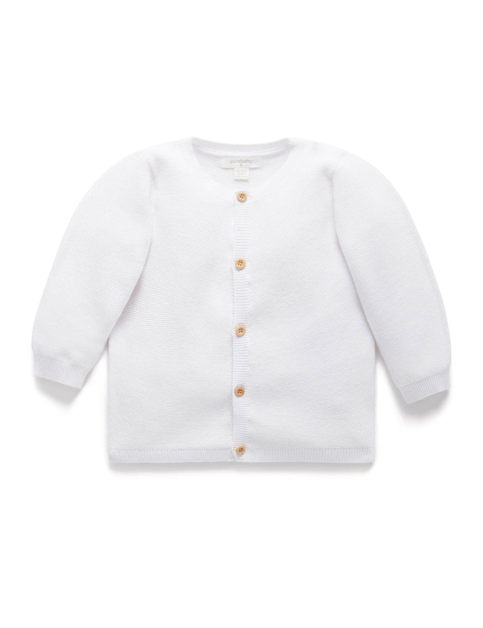 Essential Textured Cardigan - White - Purebaby