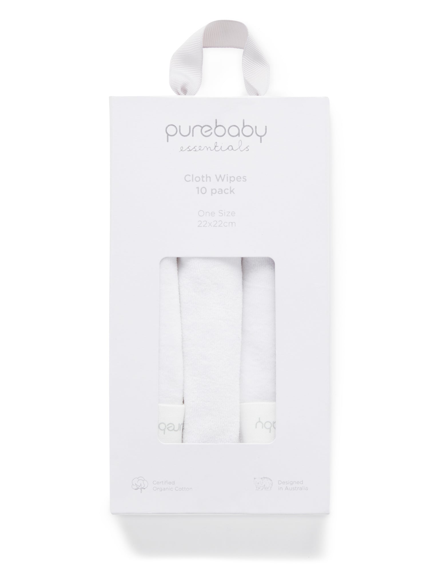 Cloth Wipes - 10 Pcs - White - Purebaby