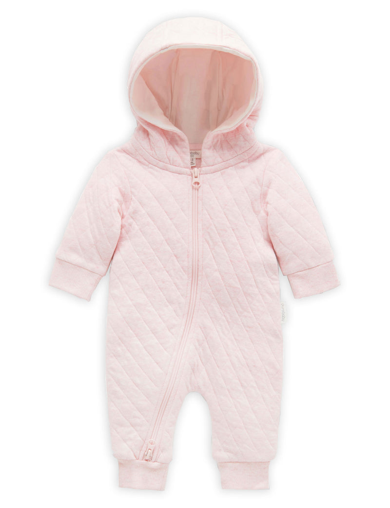 Quilted Growsuit - Soft Pink Melange - Purebaby