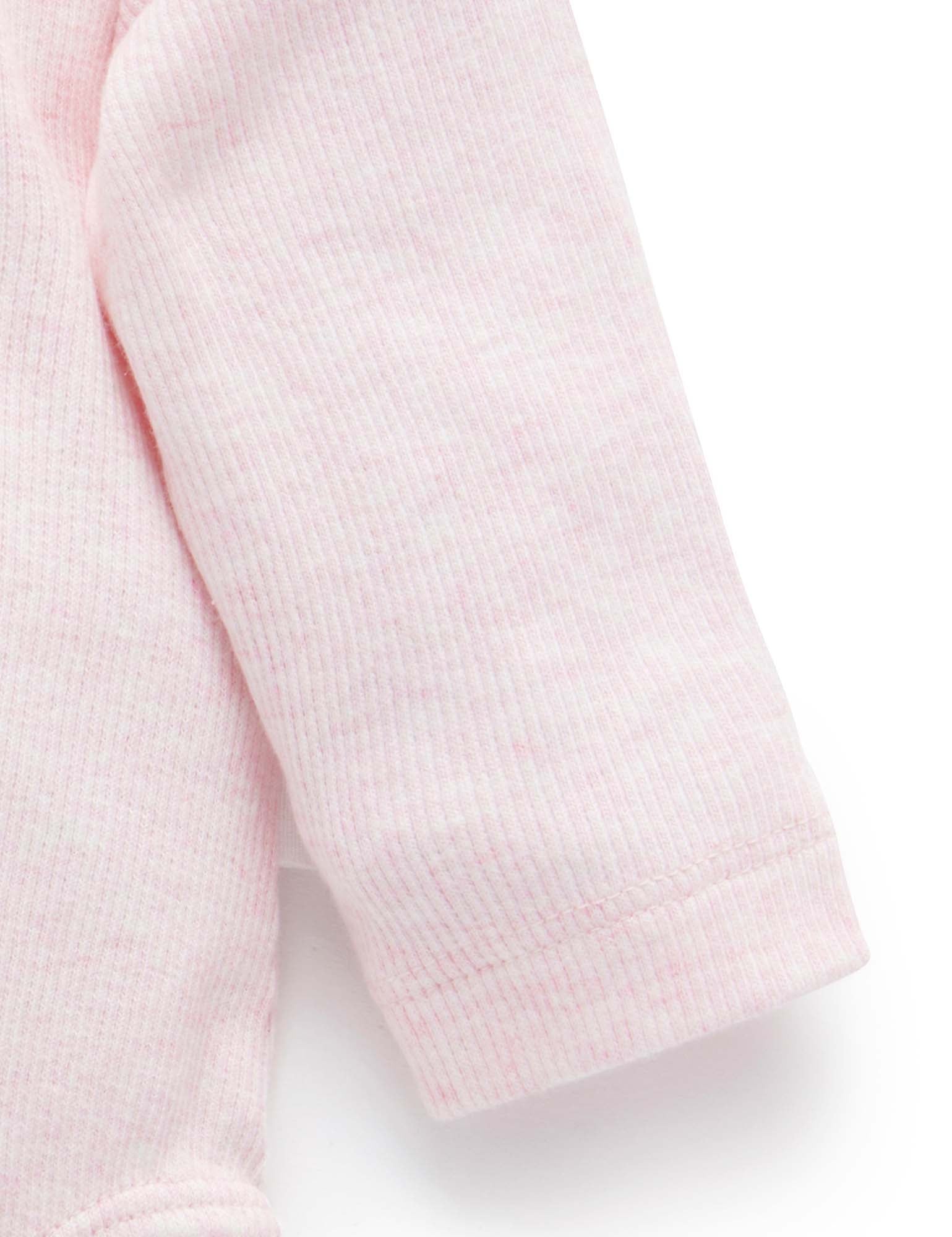 Ribbed Bodysuit Long Sleeve - Pale Pink Melange - Purebaby