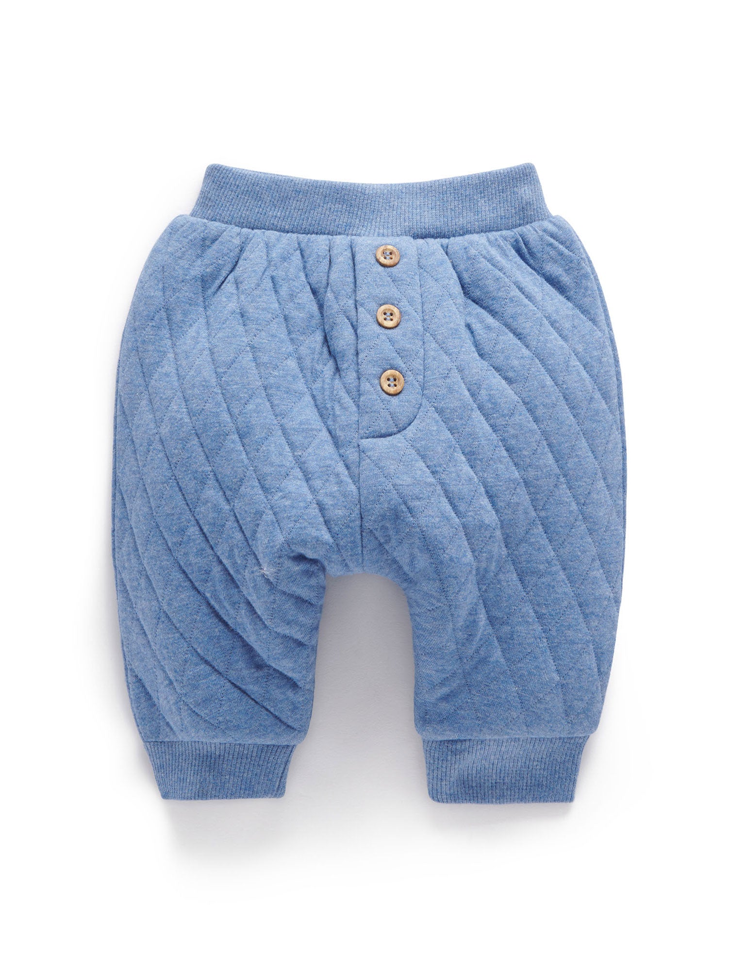 Blue Quilted Slouchy Track Pants - Baby Bottoms - Purebaby - Purebaby