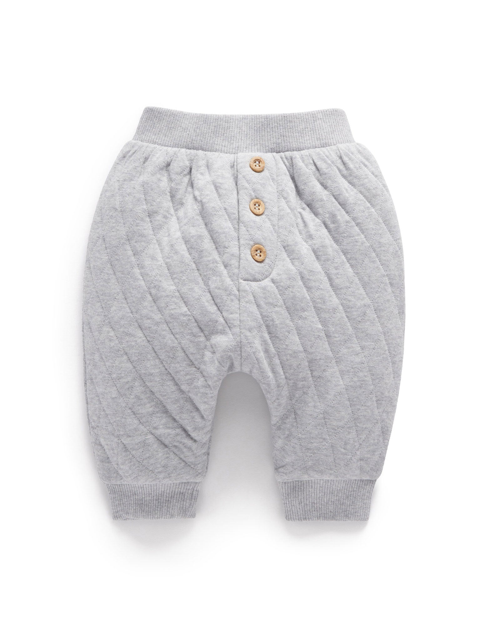 Grey Quilted Slouchy Track Pants - Baby Bottoms - Purebaby - Purebaby