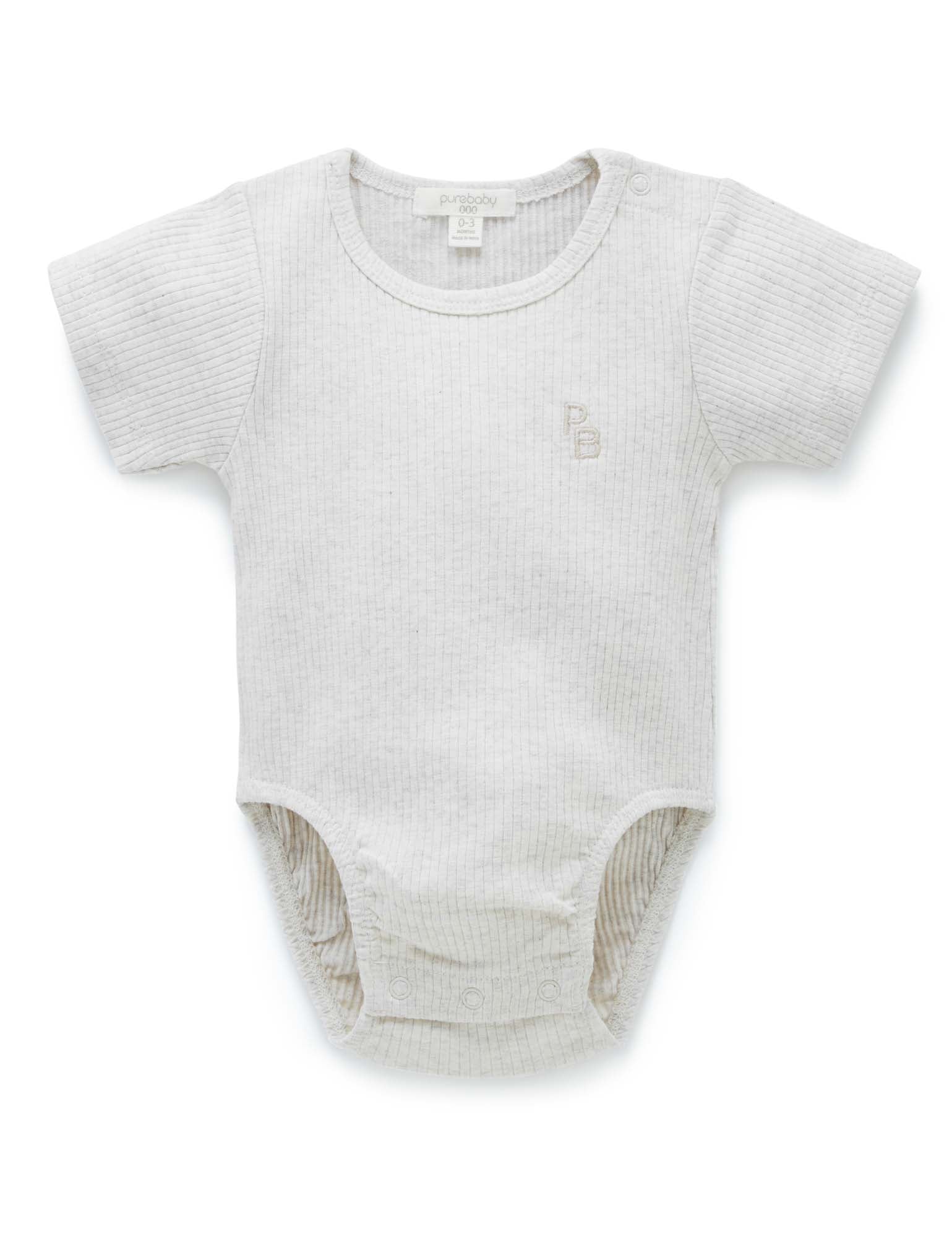 Wheat Rib Short Sleeve Bodysuit