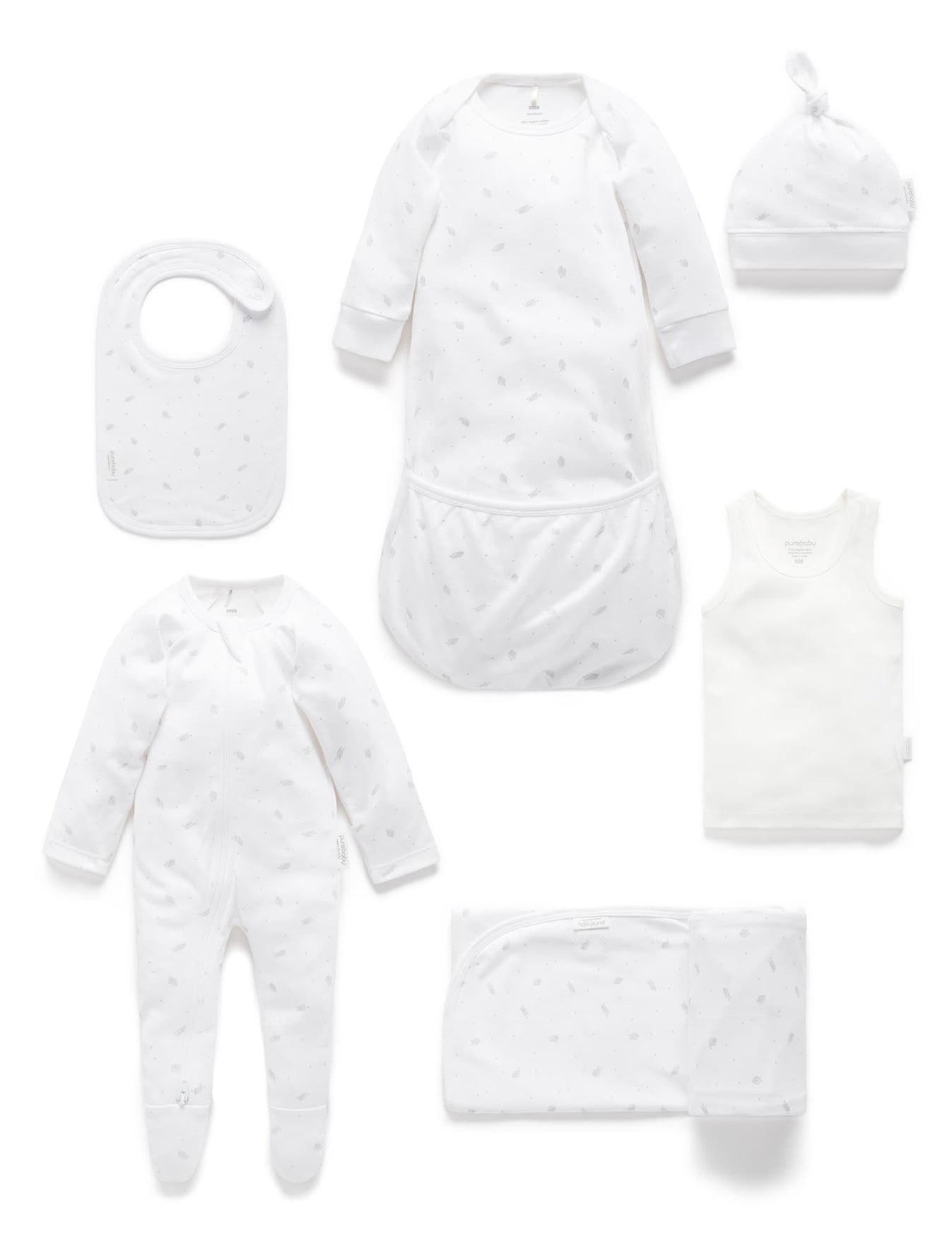 Sleepsuit - Pale Grey Melange Stripe - Purebaby