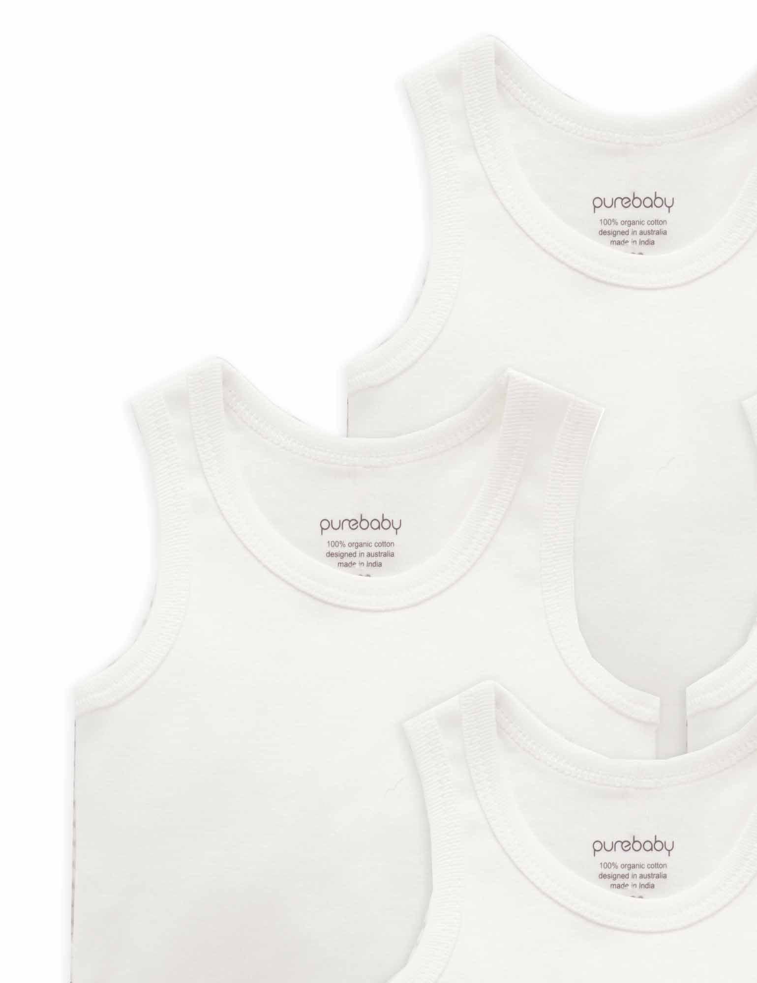 Rib Bodysuit 4 pack - White Pack - Purebaby